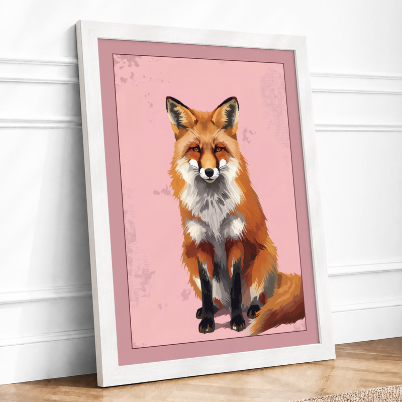 Fox Portrait Modern - Framed Print, A1 - 84.1 x 59.4 cm, White