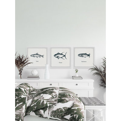 Tott And Eling Salmon And Tuna by Marmont Hill - 3 Piece Picture Frame Print Set