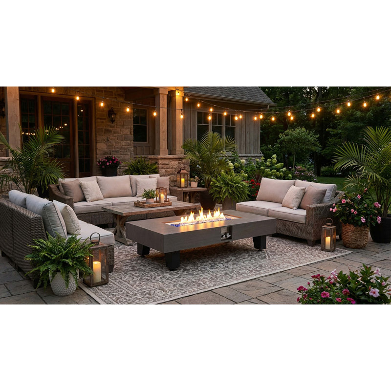 54 Inch Propane Fire Pit,Outdoor Gas Fire Pit Table With Rain Cover,Rectangular Heater For Patio, Backyard, Deck,50,000BTU Outdoor Modern Patio Fire Pit.