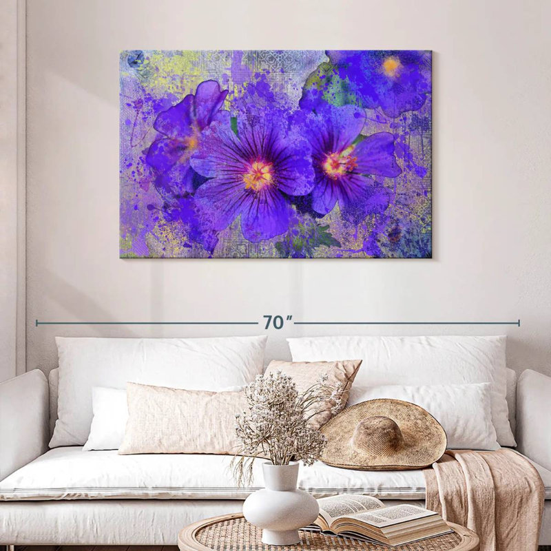 Fleurs mauves Harnek, H 30 po x l 45 po