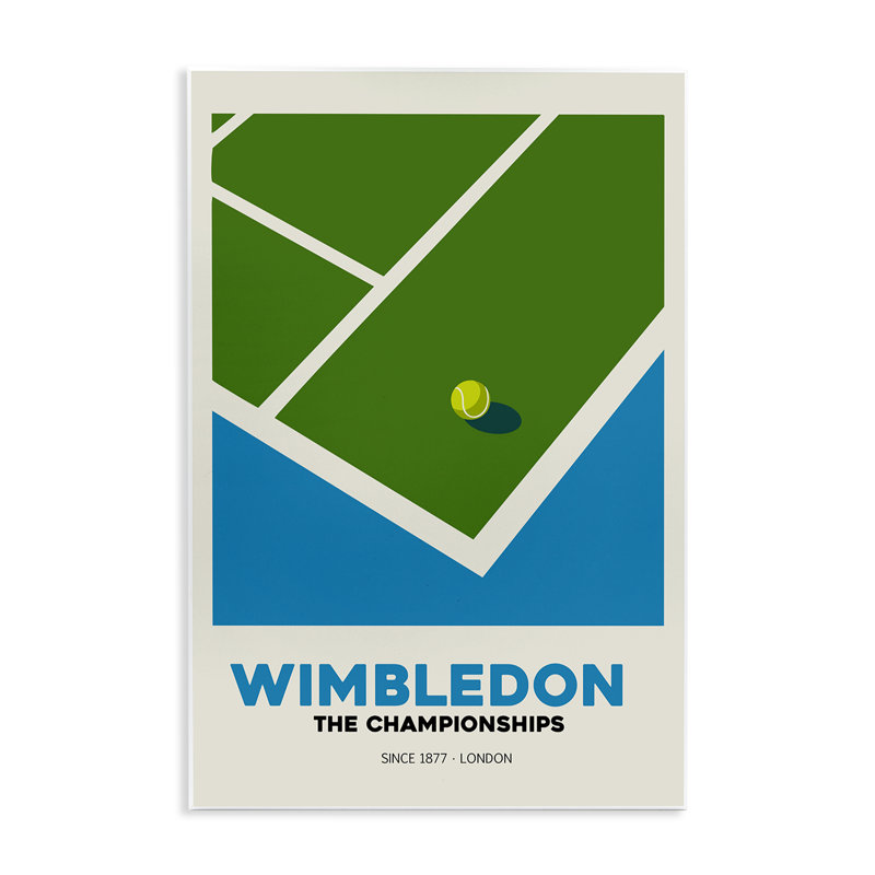 Plaque murale de court de tennis Wimbledon, design par Andreas Magnusson, H 19 po x l 13 po