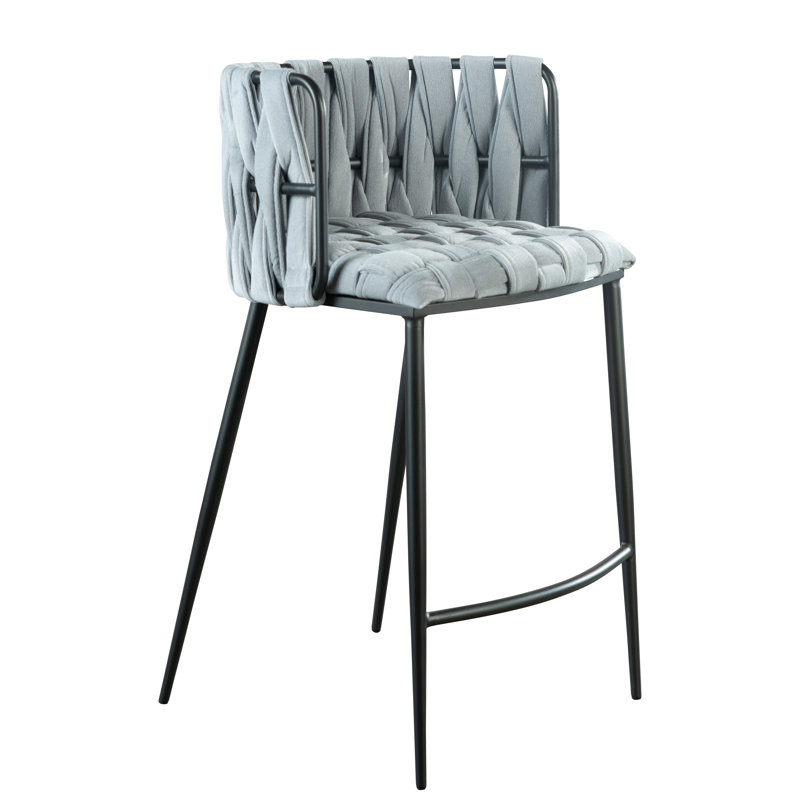 Tabouret de comptoir 27 po Tyrone, Noir, Gris tempête
