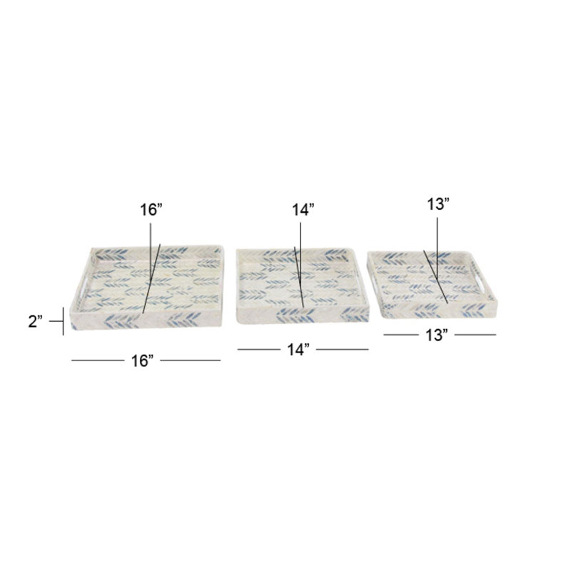 Jason Stoneware Tray - Set of 3, 2" H x 16" W x 16" D