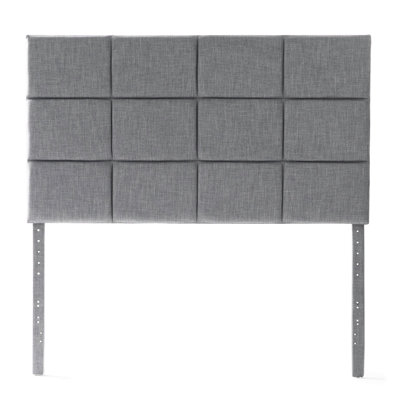 Upholstered Adjustable Height 47.51" - 59.45" Modern Headoard with Rectagle Tufting, Stone, Queen
