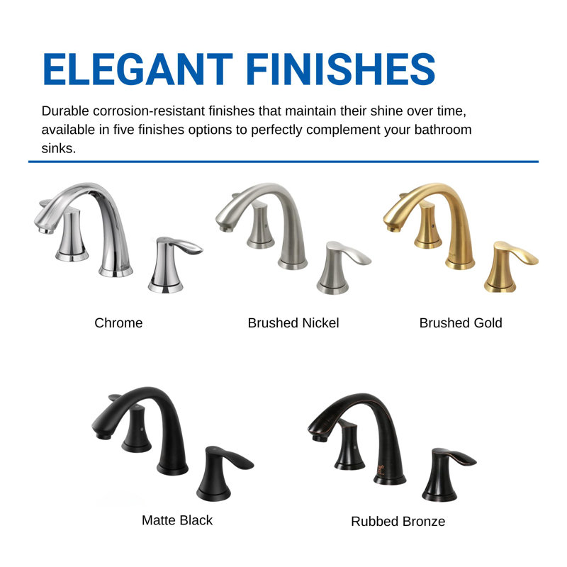Wide Spread Two Handles Bathroom Sink Faucet with Drain Assembly, Three Holes Bathroom Faucet with Pop-up Drain Stopper