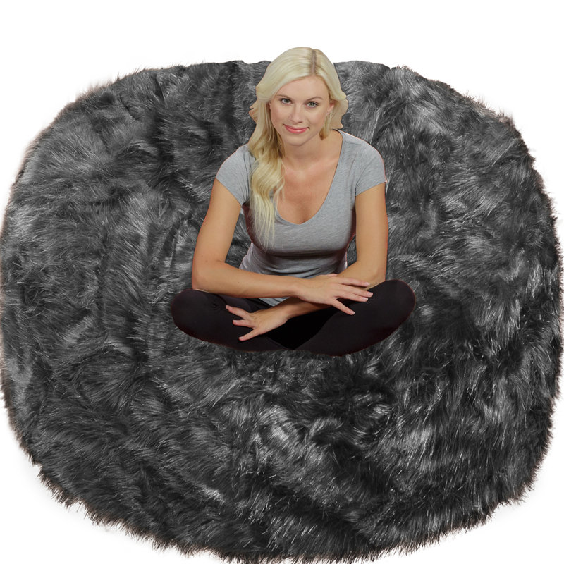 Bean Bag Chair - Giant Faux Fur Classic Memory Foam filled Furniture Bean Bag Pouf for Lounging, Reading, Gaming and Watching TV for Adults - Big Sofa with Plush, Ultra Soft Faux Long Fur Cover in Multiple Colors and Sizes