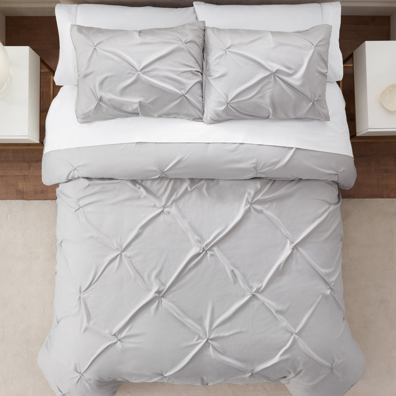 Simply Clean Light Gray Microfiber 3-Piece Duvet Cover Set