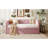 Twin Size Velvet Upholstered Daybed With Pop Up Trundle, Pink-1433331194