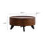 Table basse ronde avec plateau de rangement caché amovible, tables basses rondes modernes de luxe, table centrale circulaire plaquée en bois massif avec piédestal robuste pour le salon, assemblage facile
