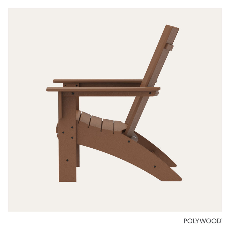 POLYWOOD Modern Curveback Adirondack Chair, Teak