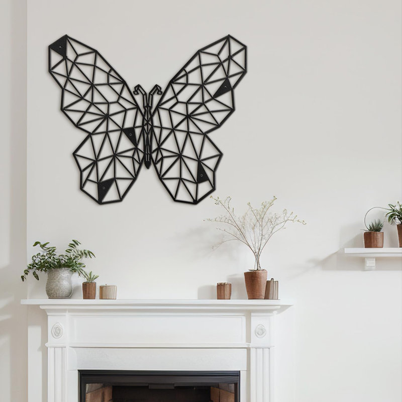The Butterfly Effect Modern Abstract Wall Accent Sculpture Hanging Decoration Metal Wall Decor, 10.56" H x 12" W x 0.05" D
