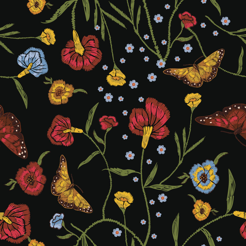 Gerling Poppies And Butterflies - Wrapped Canvas Print, 30cm H x 30cm W x 3.8cm D