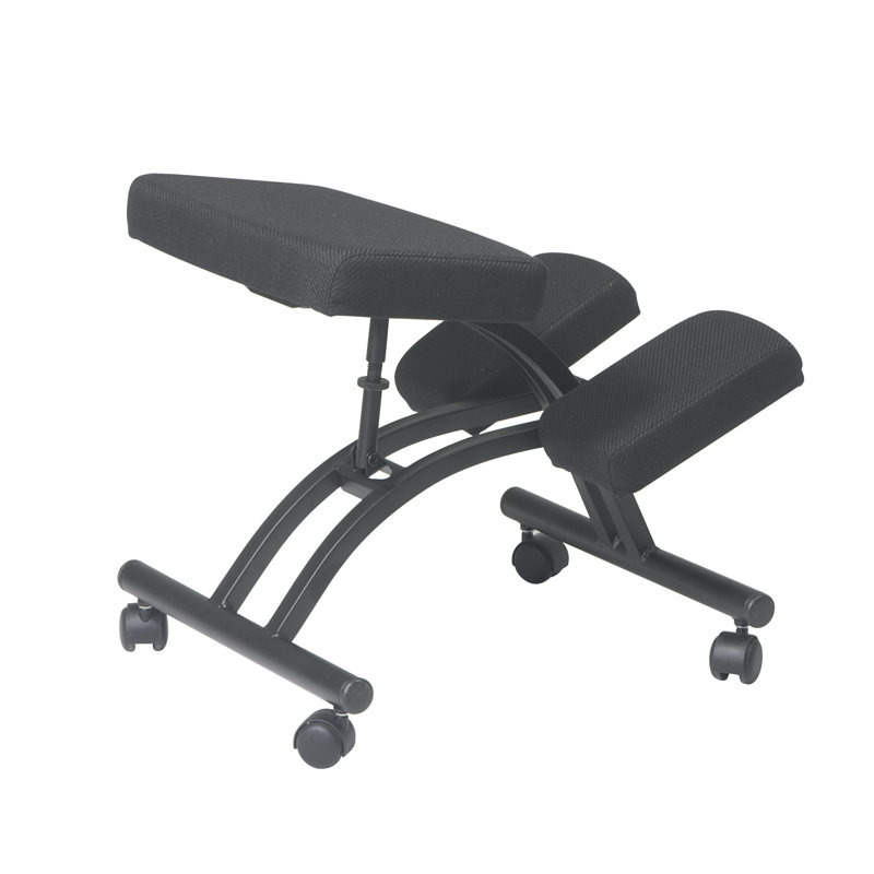 Ergonomic Black Metal Armless Kneeling Chair with Fabric Seat