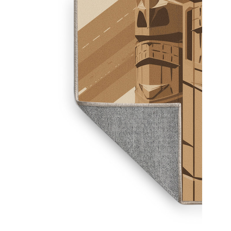 Tapis brun / beige en lin, 8 x 12