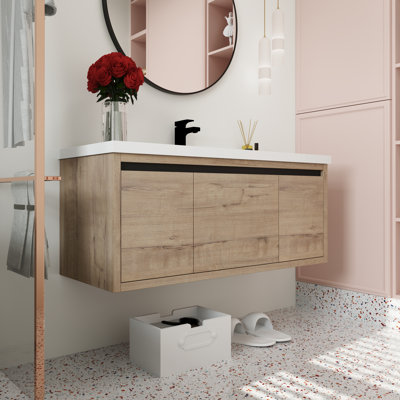 Meuble-lavabo mural simple 47,23 po avec plateau en résine Cyryl