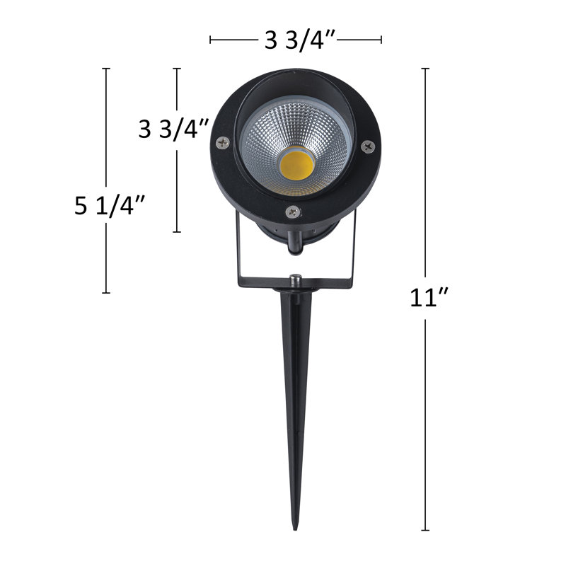 Low-voltage Black Aluminum Led Outdoor Landscape Spot Light With Glass Shade, 11" H x 3.75" W x 3.75" D