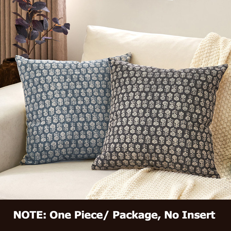 Rapallo Floral Pillow Covers Couch for Living Room Farmhouse Decorative Accent Sofa Pillows 1PC, 20"H x 20"W, Black