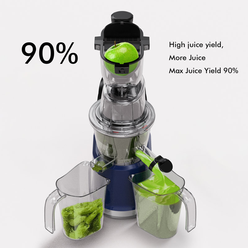 Extracteur de jus SiFene pressé à froid, bouche large de 83 mm, haut rendement, sans BPA, Bleu