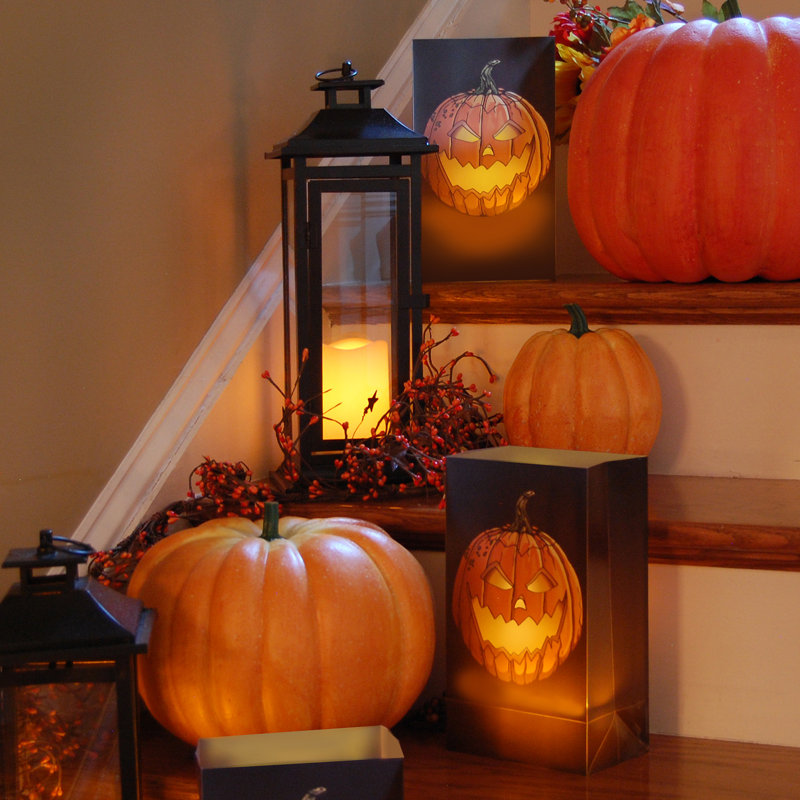 Jack O' Lantern Battery Operated Luminaria Kit with Timer - 6 Count