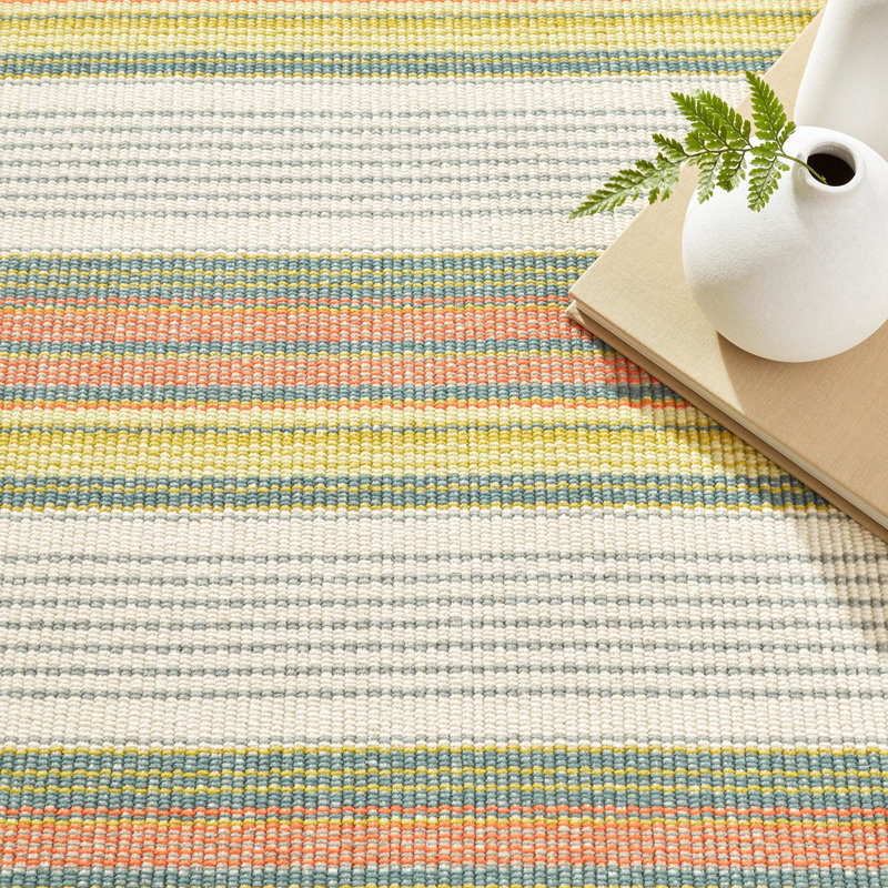 Sloane Stripe Sprout Handwoven Cotton Rug, Rectangle 8'6" x 11'6"