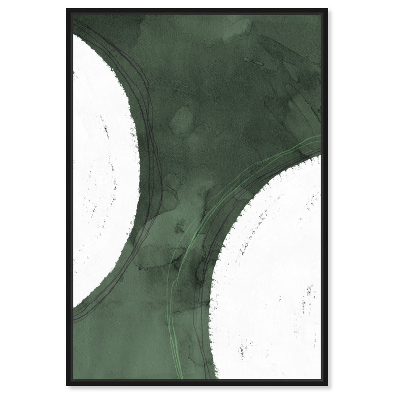 " Abstract Green Moon, Modern & Contemporary Green " by Oliver Gal, Black Framed Canvas, 45" H x 30" W