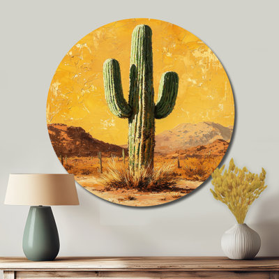 Marrit - art mural rond en métal pour salon Cactus