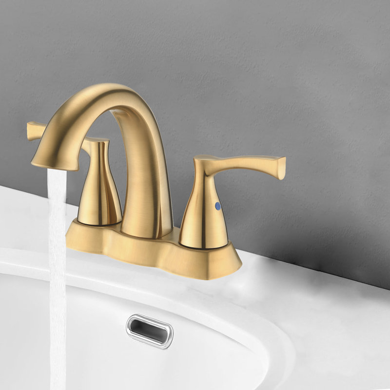 Centerset 2-handle Bathroom Faucet with Drain Assembly, Brushed Gold