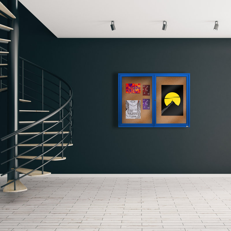 Tableau d'affichage mural fermé, H 36 po x l 48 po, Bleu royal