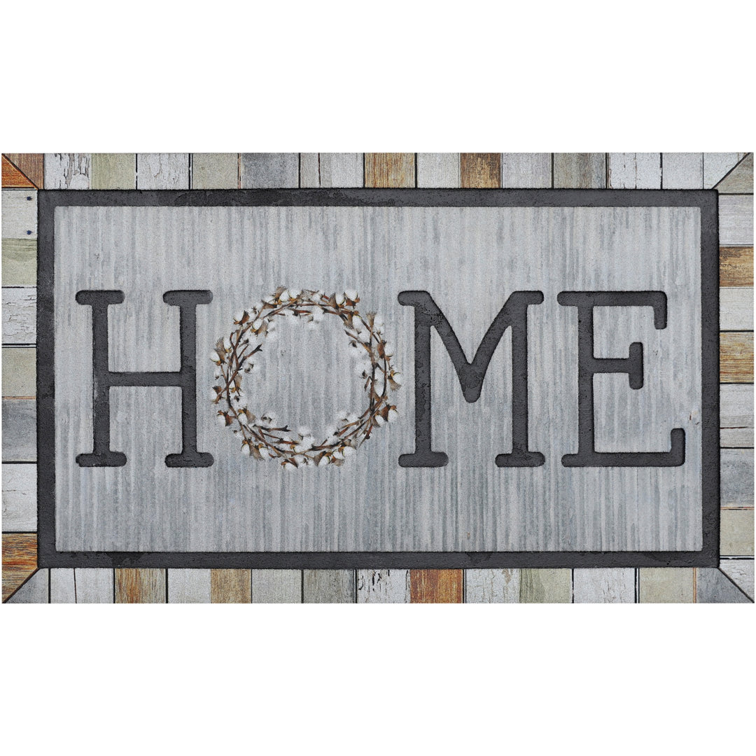 Maloree Farmhouse Home Wreath Recycled Rubber All Weather Outdoor Door Mat Gracie Oaks