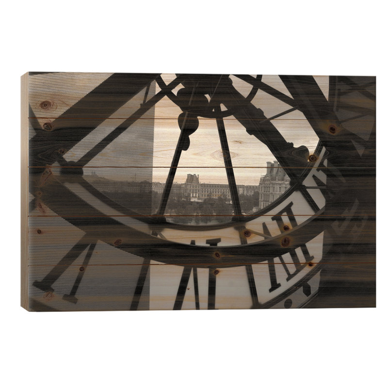 «Tour de l'horloge à Paris», reproduction de photo, H 18 po x l 26 po x P 1,5 po, Bois
