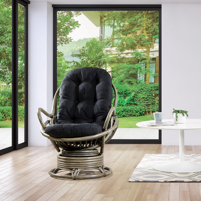 Lundell Upholstered Swivel Accent Chair, Black 100% Polyester, Brown
