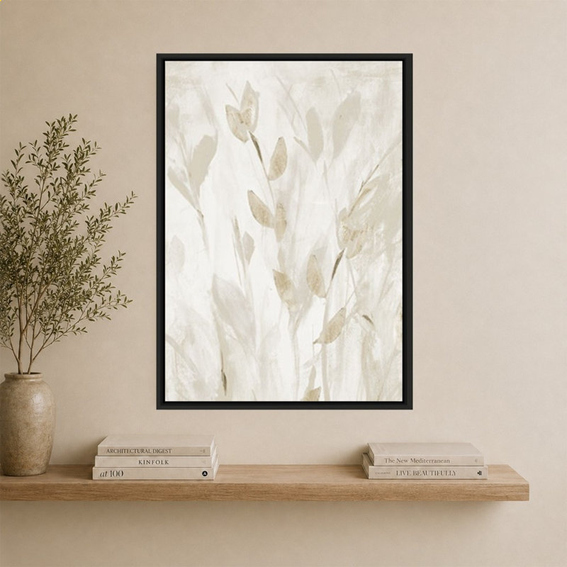 Feuilles taupe brumeux II, 44" H x 34" W, Black