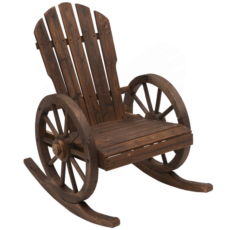 Outsunny Rocking Chair, Adirondack Rocker Chair With Slatted Design And Oversized Back, Outdoor Chair, Brown