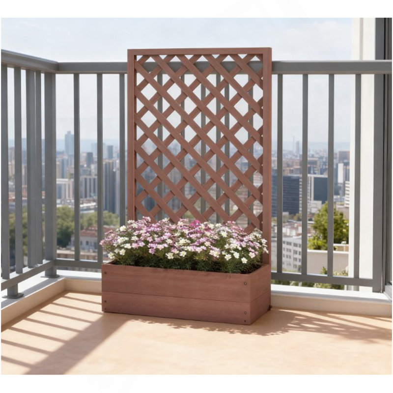 Lit de jardin en bois, jardinière surélevée avec jardinière et treillis pour plantes grimpantes