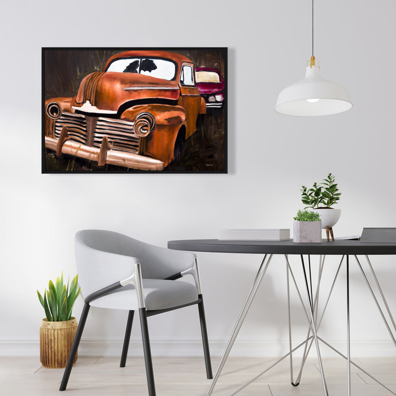 Accident de vieille voiture | Décoration de bureau encadrée de voiture encadrée