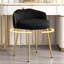 Fauteuil de coiffeuse pivotant à 360 ° avec tabouret d'appoint à dossier bas pour salle de bain et salon, velours, noir-483809700