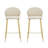 Indoor Upholstered Bar Stool, Beige Fabric With Metal Frame, Set Of 2