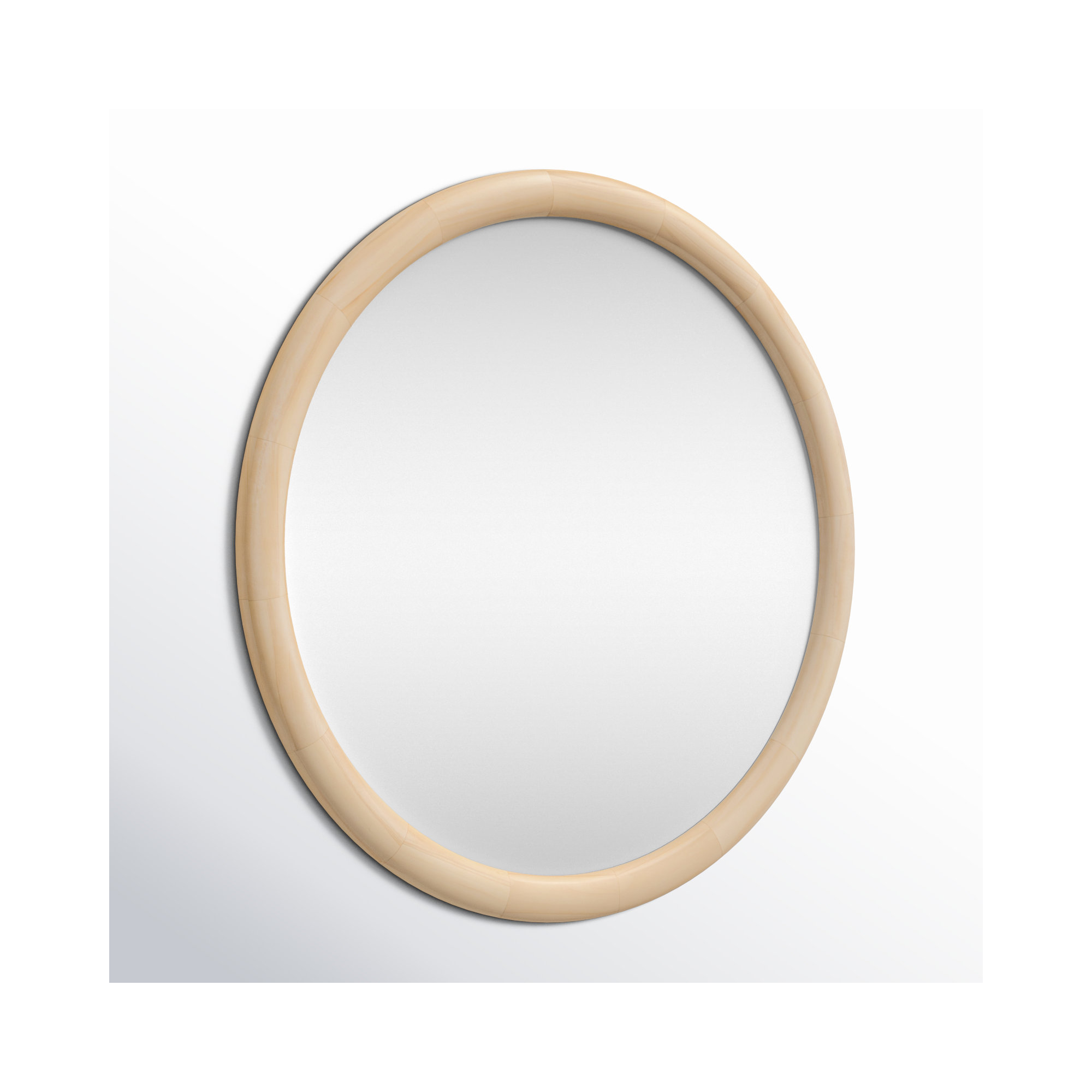 Breezewood Wooden Round Bathroom Wall Mirror, Natural
