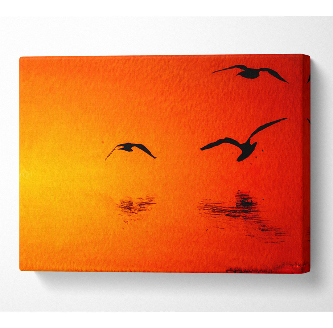 Orange Ocean Flight - Kunstdrucke auf Segeltuch