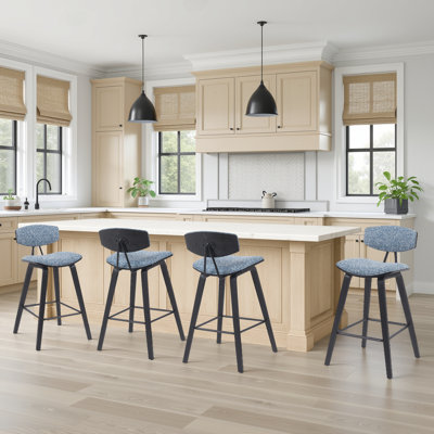 Bilgin Payton Modern Bar or Counter Height Stool with Upholstered Seat and Wood Frame