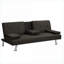 Fauteuil convertible inclinable convertible pour adultes, avec porte-gobelets, structure en bois massif, capacité de poids de 600 lb | Brun foncé | PVC