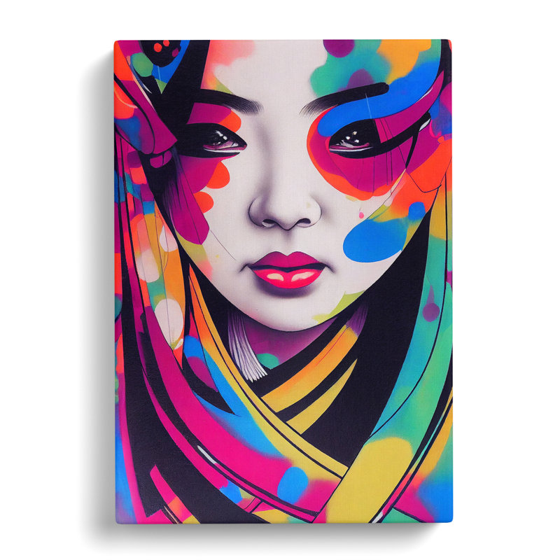 Geisha Dripping Paint No.2 - Wrapped Canvas, 50cm H x 35cm W x 3cm D