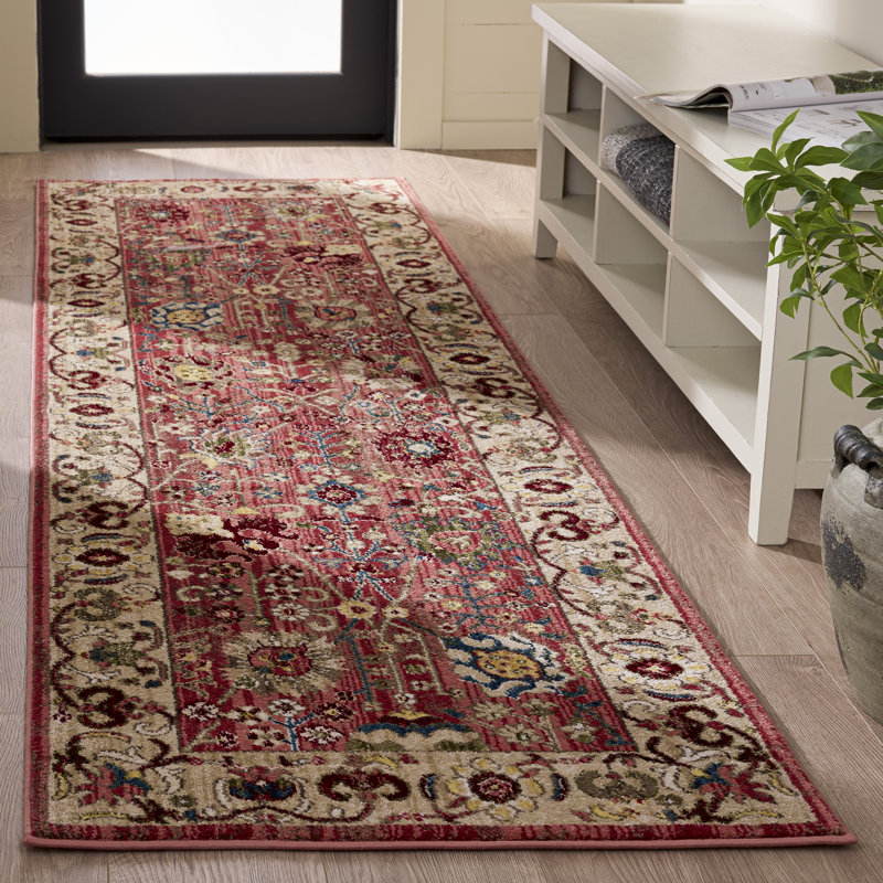 Tapis performance oriental Kurtz, Tapis de couloir 2 pi 6 po x 6 pi, Red/Beige