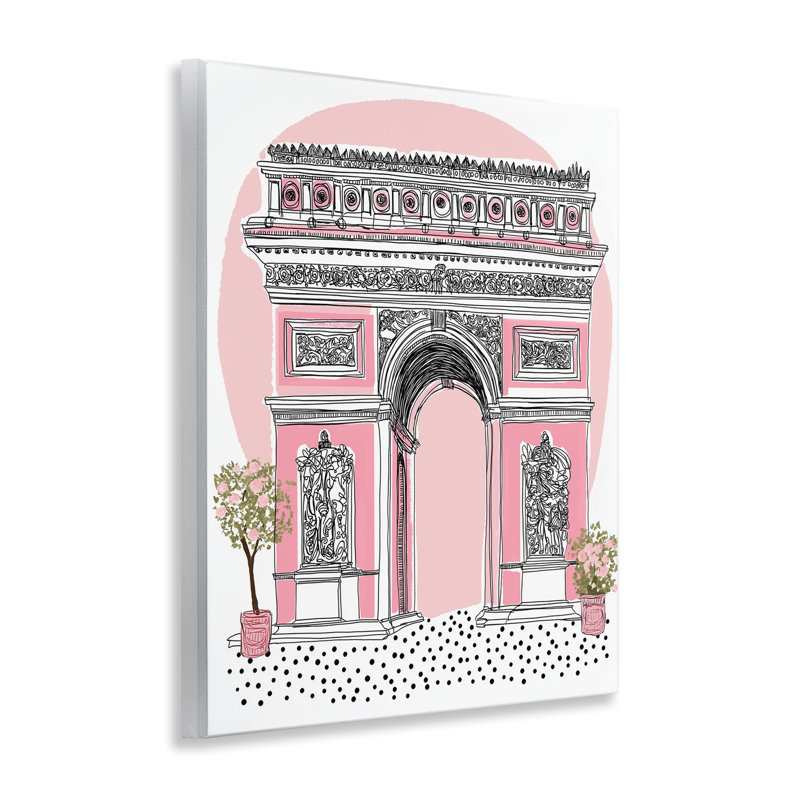 Plaque murale arche néoclassique rose, design par Jess Stempel