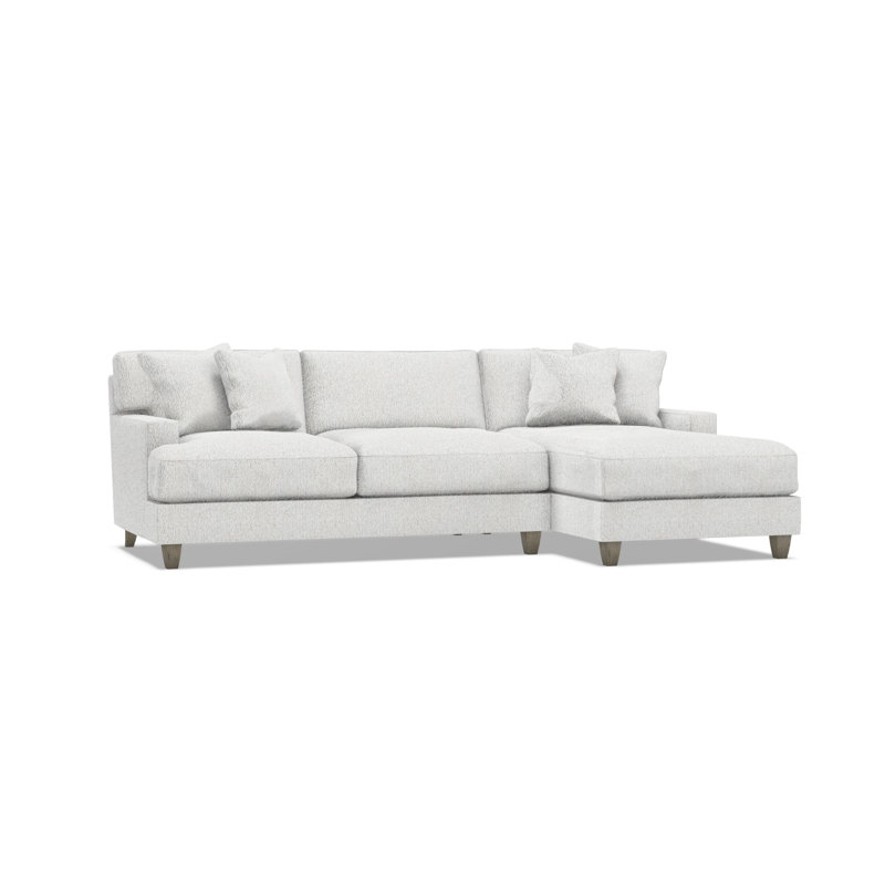 Mila Chaise Sectional, White Polyester, 33.5" H x 101" W x 61" D, Right Hand Facing