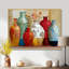 «Boho Plants Moroccan Vases - Morocco Pottery», reproduction d'art sur toile rouge-1846054052-1846054065-1846054078