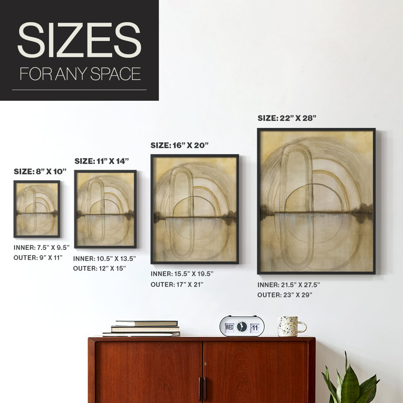 «Soft Golden Reflections II», reproduction encadrée - bois massif, H 11 po x l 9 po, Cadre noir