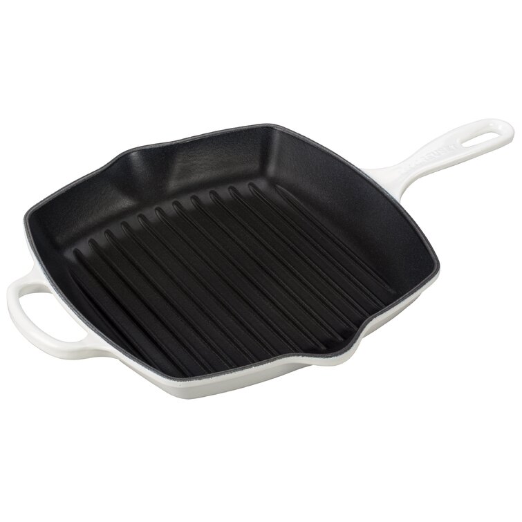 Le Creuset Enameled Cast Iron Signature Square Skillet Grill, 10.25, Flame