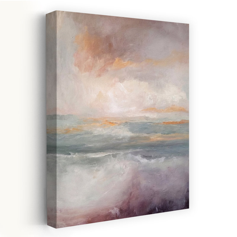 Art contemporain contemporain abstrait bord de mer lavande, H 24 po x l 16 po