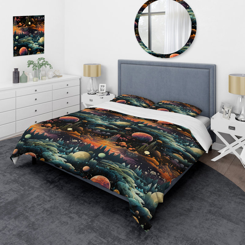 Landscape In Space Pattern II - Ensemble de housse de couette à motif floral